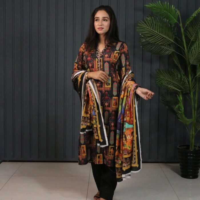 Panel Kurti Black unstitch